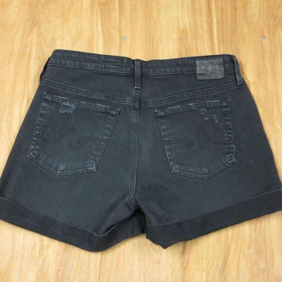AG ADRIANO GOLDSCHMIED Hailey Ex Boyfriend Roll Up Jean Shorts Size 27 Blk Denim - Picture 1 of 15